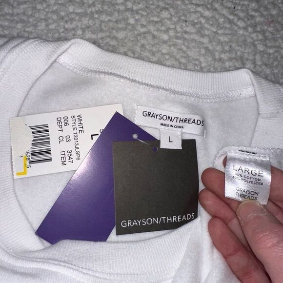 Grayson Threads Women’s White Apres Ski Graphic Crew Large NWT - Picture 6 of 11